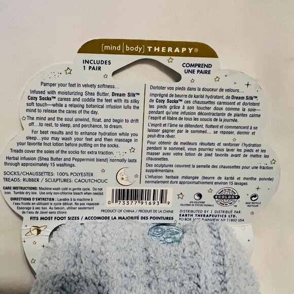 Earth Therapeutics Shea Butter Moisture Dream Silk Cozy Socks-Baby Blue-Fits Mos - Picture 4 of 12
